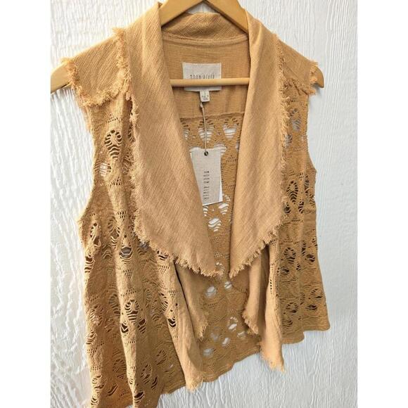 NWT Anthropologie Moon River Cotton Linen Crochet Vest Boho Hippie Festival Vest - Picture 2 of 5